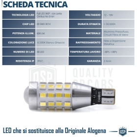 1pc T15 - W16W LED Bulb CANbus Error FREE, Powerful White Light with LENS | 40 LED 600LM