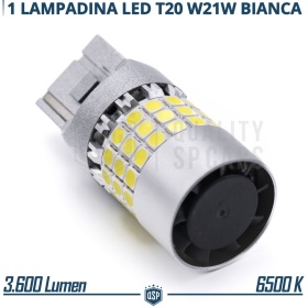1 Bombilla LED T20 W21W, SIN ERRORES Super CANbus | Luz Blanca Potente 3.600LM | Plug & Play