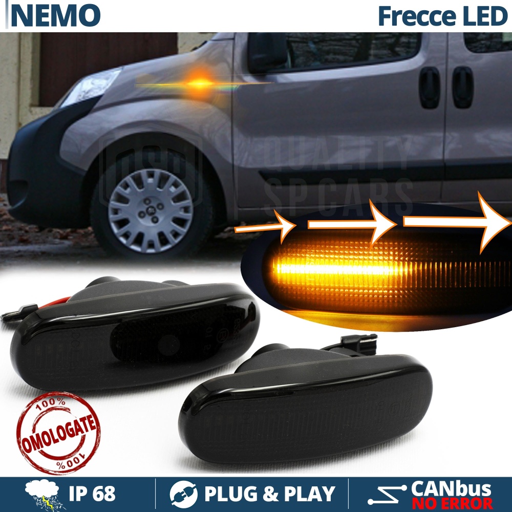 X2 Intermitentes LED para Citroen Nemo Secuenciales Homologados, Lente Negra, CANBUS No Error X2 Intermitentes LED para Citroen Nemo Secuenciales Homologados, Lente Negra, CANBUS No Error