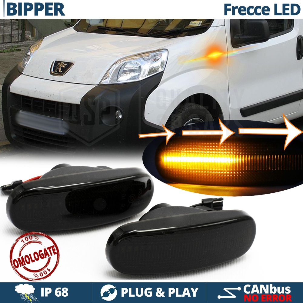 X2 Intermitentes LED para Peugeot Bipper Secuenciales Homologados, Lente Negra, CANBUS No Error X2 Intermitentes LED para Peugeot Bipper Secuenciales Homologados, Lente Negra, CANBUS No Error