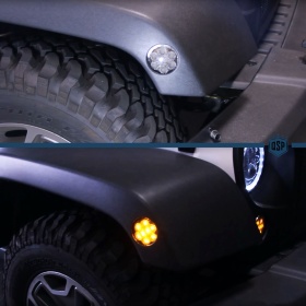 2 Intemitentes LED para JEEP WRANGLER JK 2007- CANBUS Sin Errores Estructura en ABS Negra + Lente Negra