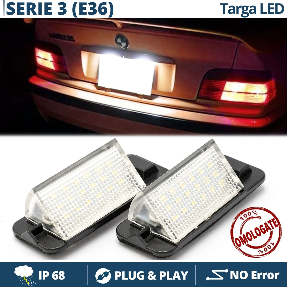 2 Plafones LED Matrícula para BMW Serie 3 (E36) 90-00 | Canbus, Plug & Play | 18 LED 6.500K Blanco Frío