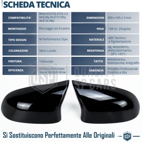 Tapas de Espejo Retrovisor para Bmw X3, X4, X5, X6 | Cubiertas Rígidas Negro Brillante | Garantía por Vida