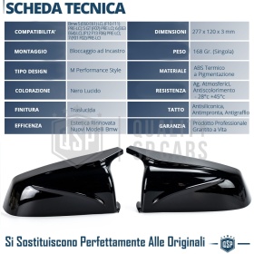 Tapas de Espejo Retrovisor para Bmw Serie 5, Serie 7 | Cubiertas Rígidas Negro Brillante | Garantía por Vida