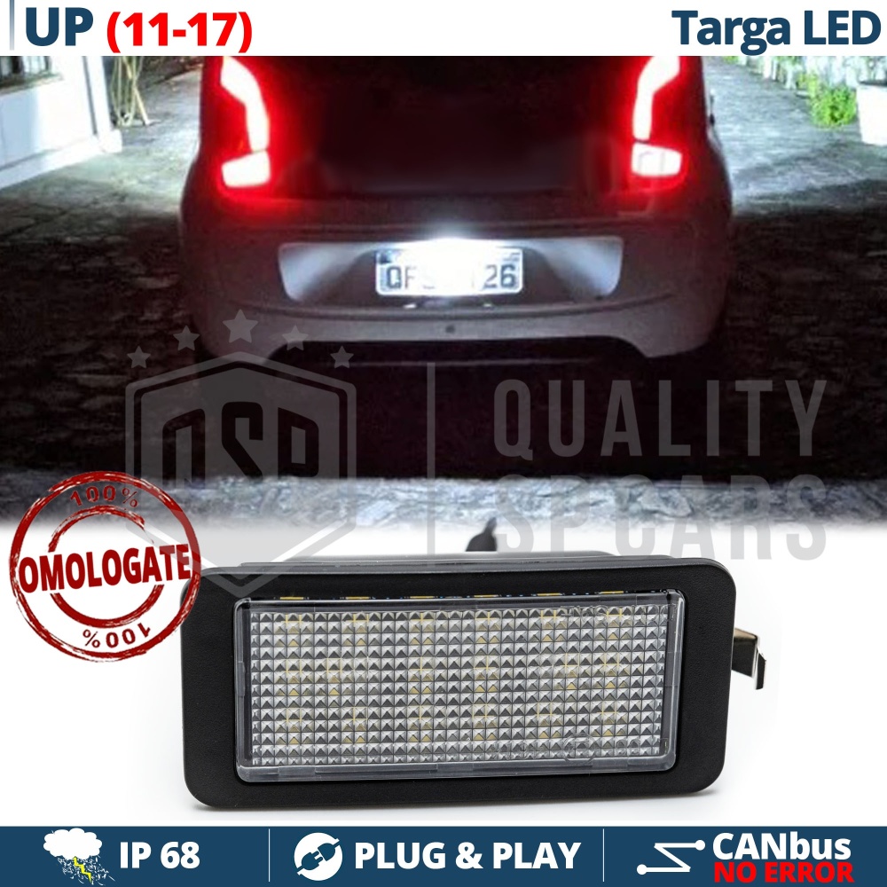 Luci Targa LED Specifiche per VW Up | Placchetta Led CANbus, Luce Bianca POTENTE, Omologata
