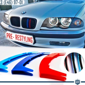COVER Fasce calandra PER Bmw Serie 3 (E46) 1997-2001 PRE - RESTYLING in Colori M SPORT Rigide