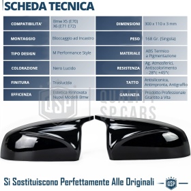Tapas de Espejo Retrovisor para Bmw X5, X6 | Cubiertas Rígidas Negro Brillante | Garantía por Vida