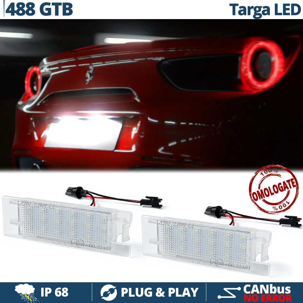 2 Luces de Matricula LED para FERRARI 488 | CANBUS 18 LED 6.500K BLANCO FRIO Plug & Play 2 Luces de Matricula LED para FERRARI 488 | CANBUS 18 LED 6.500K BLANCO FRIO Plug & Play