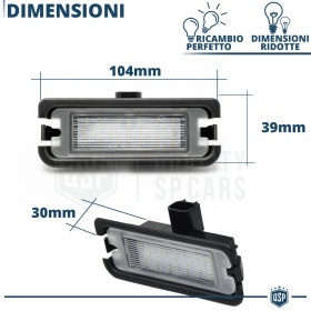 Luces de Matricula LED Canbus para Ford Mustang 6 | 18 Led 6.500k Blanco Frío, Plug & Play