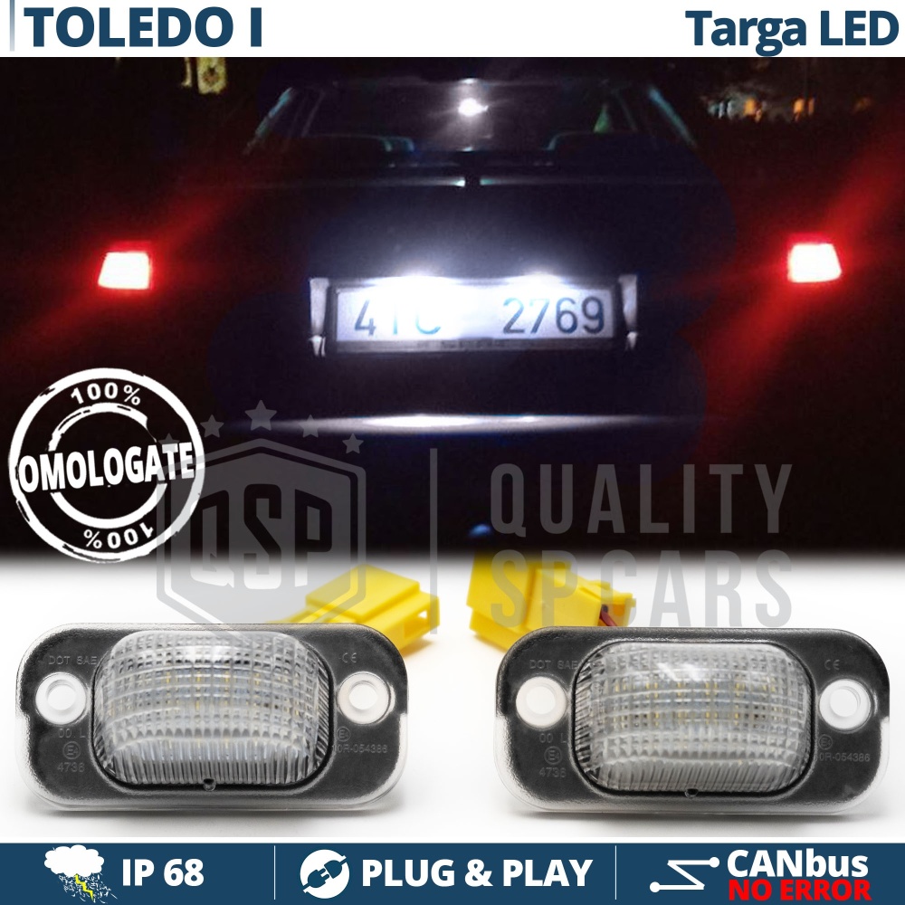 Luces de Matrícula LED para Seat Toledo 1 | Plafones CANbus 6500K Blanco Frío Luces de Matrícula LED para Seat Toledo 1 | Plafones CANbus 6500K Blanco Frío