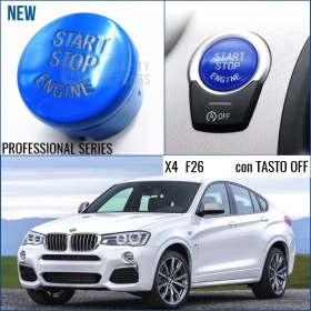 TASTO PULSANTE D'ACCENSIONE MOTORE "START STOP ENGINE" BLU IN ABS PER BMW SERIE X4 ( F26 ) con Tasto OFF, Antigraffio NO IMPRONTA