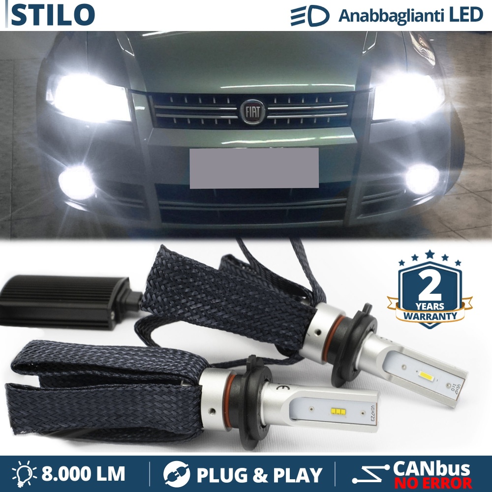 Kit LED H7 para Fiat Stilo Luces de Cruce CANbus | 6500K Blanco Frío 8000LM