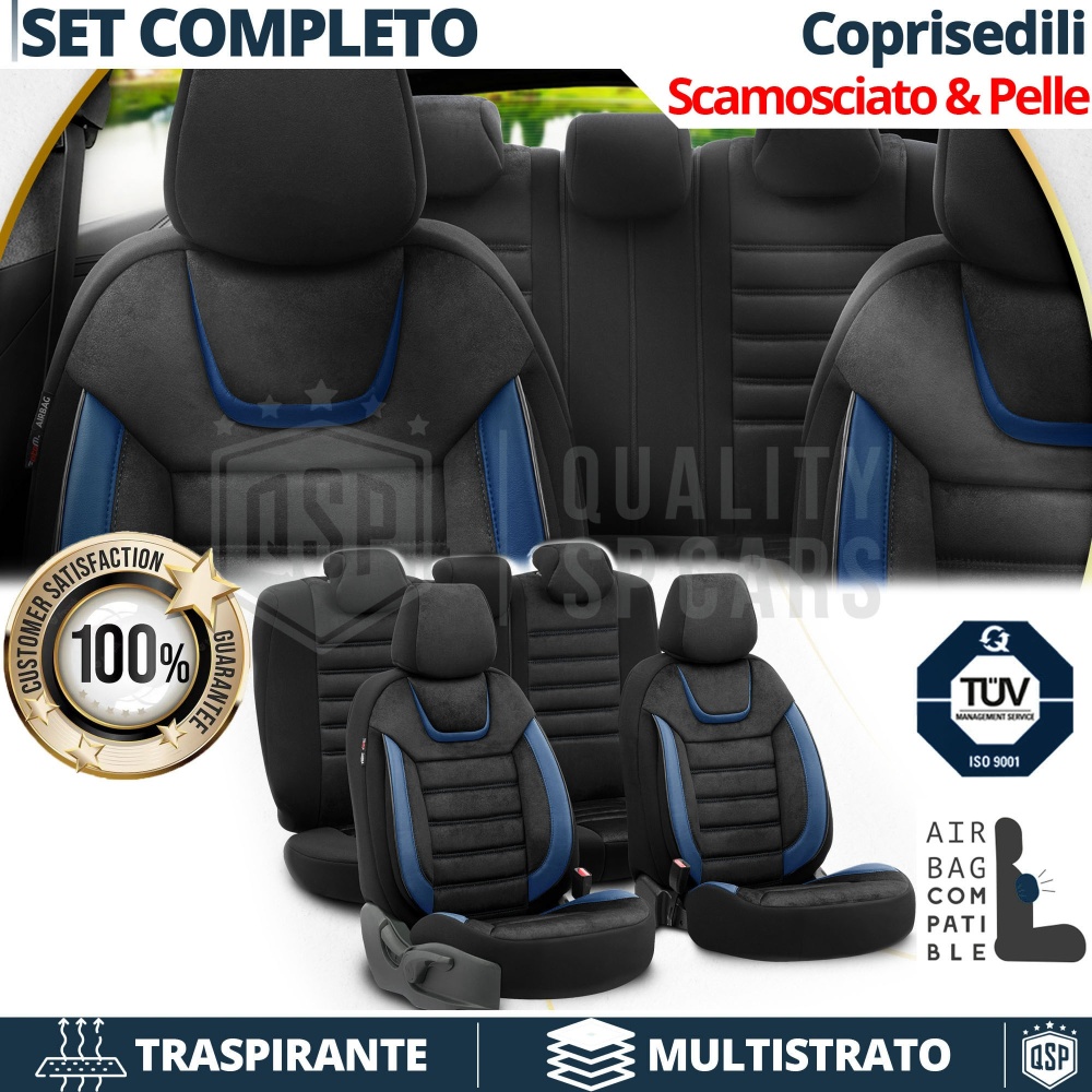 FUNDAS DE ASIENTO para Ssangyong Actyon Cuero Pu y Efecto Ante, COMPLETO Delantero + Trasero | Certificados TÜV