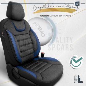 FUNDAS DE ASIENTO para Ssangyong Actyon Cuero Pu y Efecto Ante, COMPLETO Delantero + Trasero | Certificados TÜV