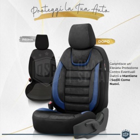 FUNDAS DE ASIENTO para Ssangyong Actyon Cuero Pu y Efecto Ante, COMPLETO Delantero + Trasero | Certificados TÜV