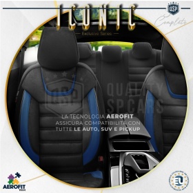 FUNDAS DE ASIENTO para Ssangyong Actyon Cuero Pu y Efecto Ante, COMPLETO Delantero + Trasero | Certificados TÜV