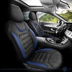 FUNDAS DE ASIENTO para Ssangyong Rexton Cuero Pu y Efecto Ante, COMPLETO Delantero + Trasero | Certificados TÜV