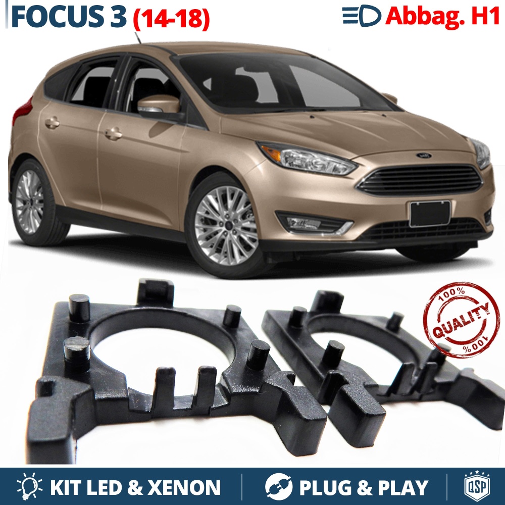 2X Adaptatores del Retenedor Soporte Bombilla para Montaje KIT LED H1 para Ford Focus III (2014-2018) Luces de CARRETERA