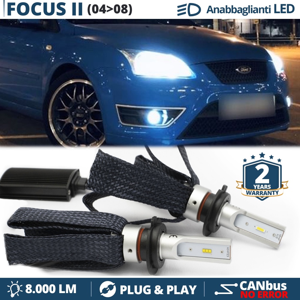 Kit LED H7 para Ford Focus mk2 Luces de Cruce CANbus | 6500K Blanco Frío 8000LM