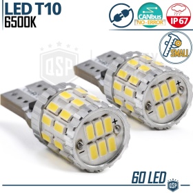 2 Bombillas LED T10 W5W CANbus, Potente Luz Blanca 360° | 600LM, EXTRA DELGADO