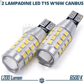 2pcs T15 - W16W LED Bulbs CANbus Error FREE, Powerful White Light with LENS | 1200LM 80 LED