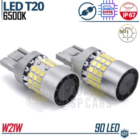 2 Bombillas LED T20 W21W, SIN ERRORES Super CANbus | Luz Blanca Potente | 7200LM Plug & Play