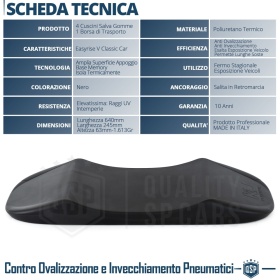 PROTECTORES DE NEUMÁTICOS Anti Deformación Negros para Maserati Biturbo | Originales Kuberth HECHO EN ITALIA