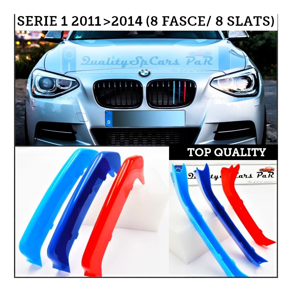 3x Grille COVER STRIPES in Colors M Sport for BMW 1 (F20 F21) 11-14 WITH 8 vertical grills