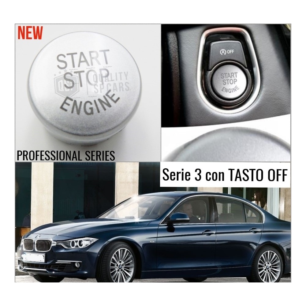 LLAVE BOTÓN DE ENCENDIDO DEL MOTOR GRIS "START STOP ENGINE" EN ABS PARA BMW SERIE 3 ( F30 F31) con Bóton OFF, ANTICHUADO NO HUELLAS