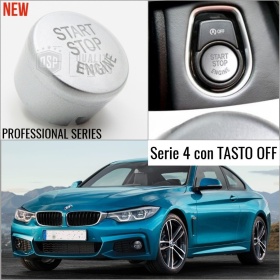 LLAVE BOTÓN DE ENCENDIDO DEL MOTOR GRIS "START STOP ENGINE" EN ABS PARA BMW SERIE 4 ( F32 F33 F36 ) con Bóton OFF, ANTICHUADO NO HUELLAS