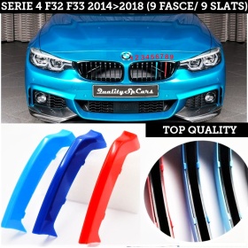 3x Rigid ABS Grille COVER STRIPES M Sport for BMW 4 Series (F32 F33 F36) WITH 9 vertical grills
