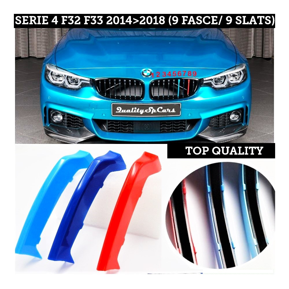 3x Rigid ABS Grille COVER STRIPES M Sport for BMW 4 Series (F32 F33 F36) WITH 9 vertical grills