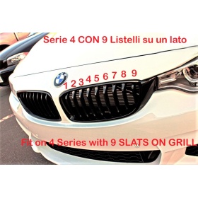 3x Rigid ABS Grille COVER STRIPES M Sport for BMW 4 Series (F32 F33 F36) WITH 9 vertical grills