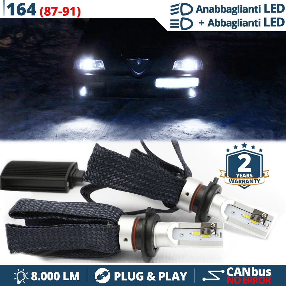 Kit LED H4 para Alfa Romeo 164 87-91 Luces de Cruce + Carretera | 6500K 8000LM CANbus