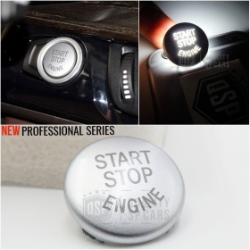 KEY ENGINE IGNITION SILVER BUTTON "START STOP ENGINE" IN ABS FOR BMW VERSIONS E, Anti-Scratches NO FOOTPRINT