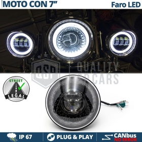 FARO LED 7'' para Motos HARLEY DAVIDSON, Luz Blanca 6500K ANILLO Secuencial | APROBADO