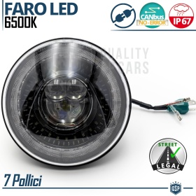 FARO LED 7'' para Motos HARLEY DAVIDSON, Luz Blanca 6500K ANILLO Secuencial | APROBADO