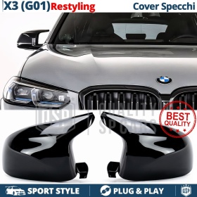 TAPAS de ESPEJO Retrovisor para Bmw X3 G01 desde 2021, Cubiertas Rígidas Negro Brillante | Garantía por Vida