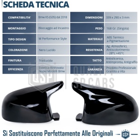 TAPAS de ESPEJO Retrovisor para Bmw X5 G05, Cubiertas Rígidas Negro Brillante | Garantía por Vida