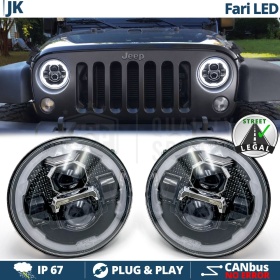 LED HEADLIGHTS for JEEP WRANGLER JK, White Light 6500K Angel Eyes | APPROVED