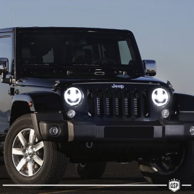 LED HEADLIGHTS for JEEP WRANGLER JK, White Light 6500K Angel Eyes | APPROVED