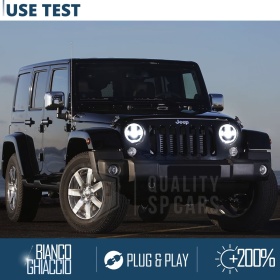 LED HEADLIGHTS for JEEP WRANGLER JK, White Light 6500K Angel Eyes | APPROVED