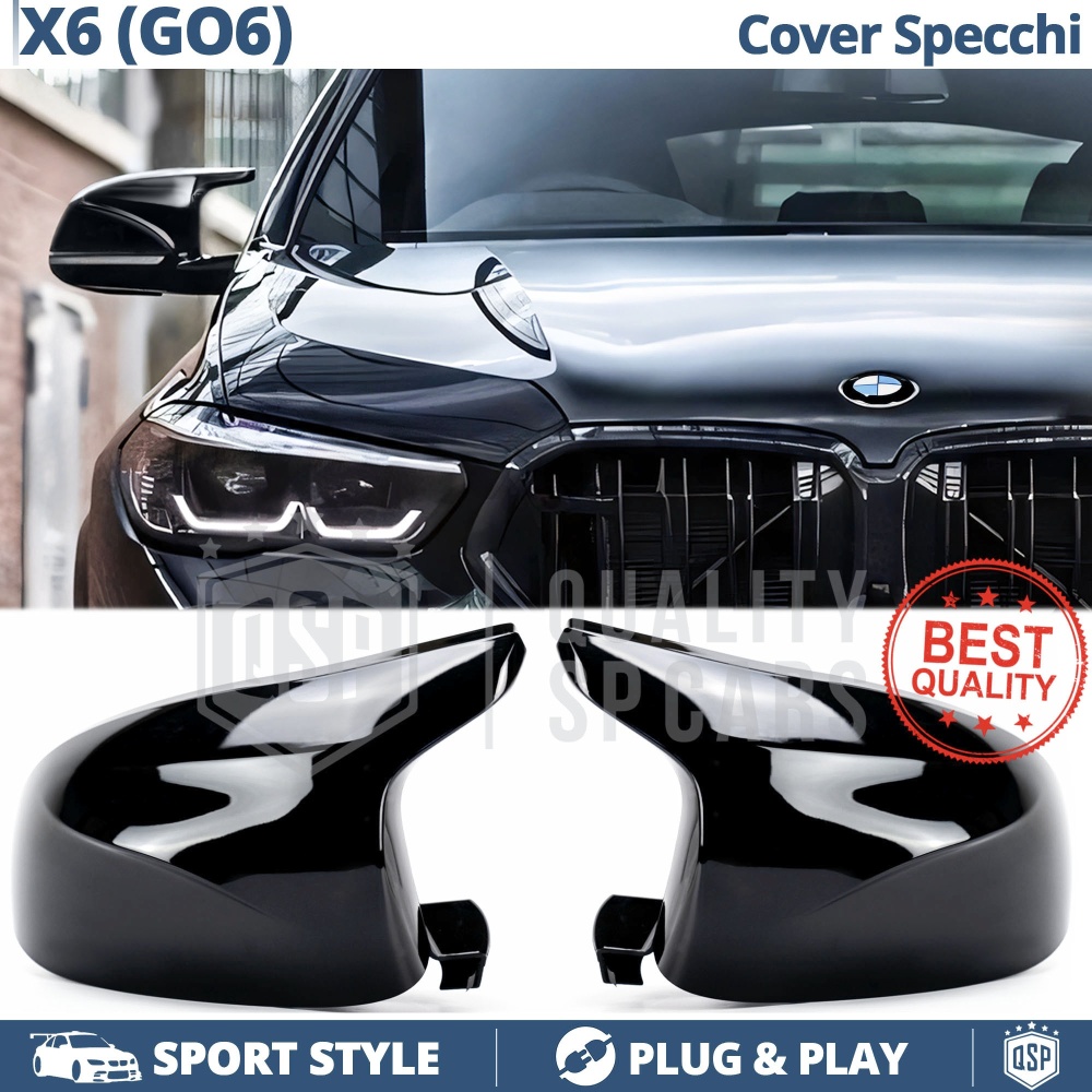 TAPAS de ESPEJO Retrovisor para Bmw X6 G06, Cubiertas Rígidas Negro Brillante | Garantía por Vida