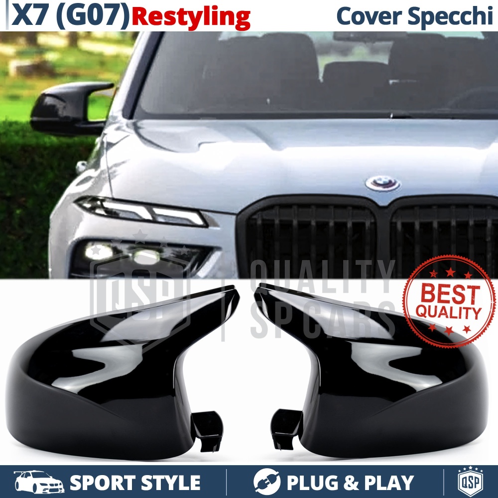 TAPAS de ESPEJO Retrovisor para Bmw X7 G07 desde 2022, Cubiertas Rígidas Negro Brillante | Garantía por Vida