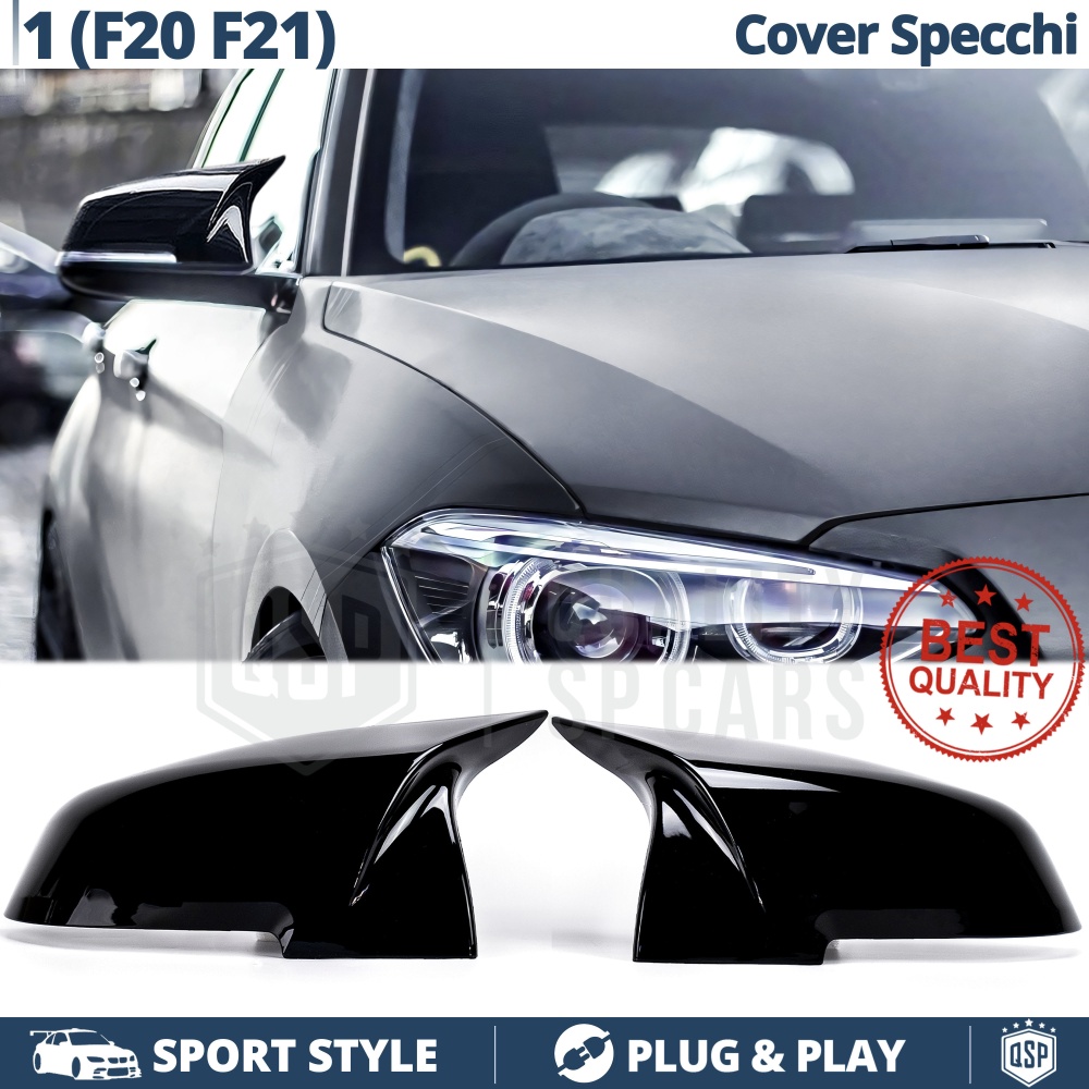 TAPAS de ESPEJO Retrovisor para Bmw Serie 1 F20 F21 (11-15), Cubiertas Negro Brillante | Garantía por Vida