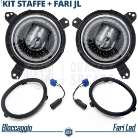 FAROS LED + Soportes para JEEP WRANGLER JL, Luz Blanca 6500K ANILLO Secuencial | APROBADO
