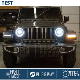 FAROS LED + Soportes para JEEP WRANGLER JL, Luz Blanca 6500K ANILLO Secuencial | APROBADO