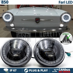 FAROS LED para FIAT 850, Luz Blanca 6500K ANILLO Secuencial | APROBADO