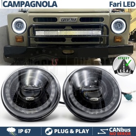 FAROS LED para FIAT CAMPAGNOLA, Luz Blanca 6500K ANILLO Secuencial | APROBADO