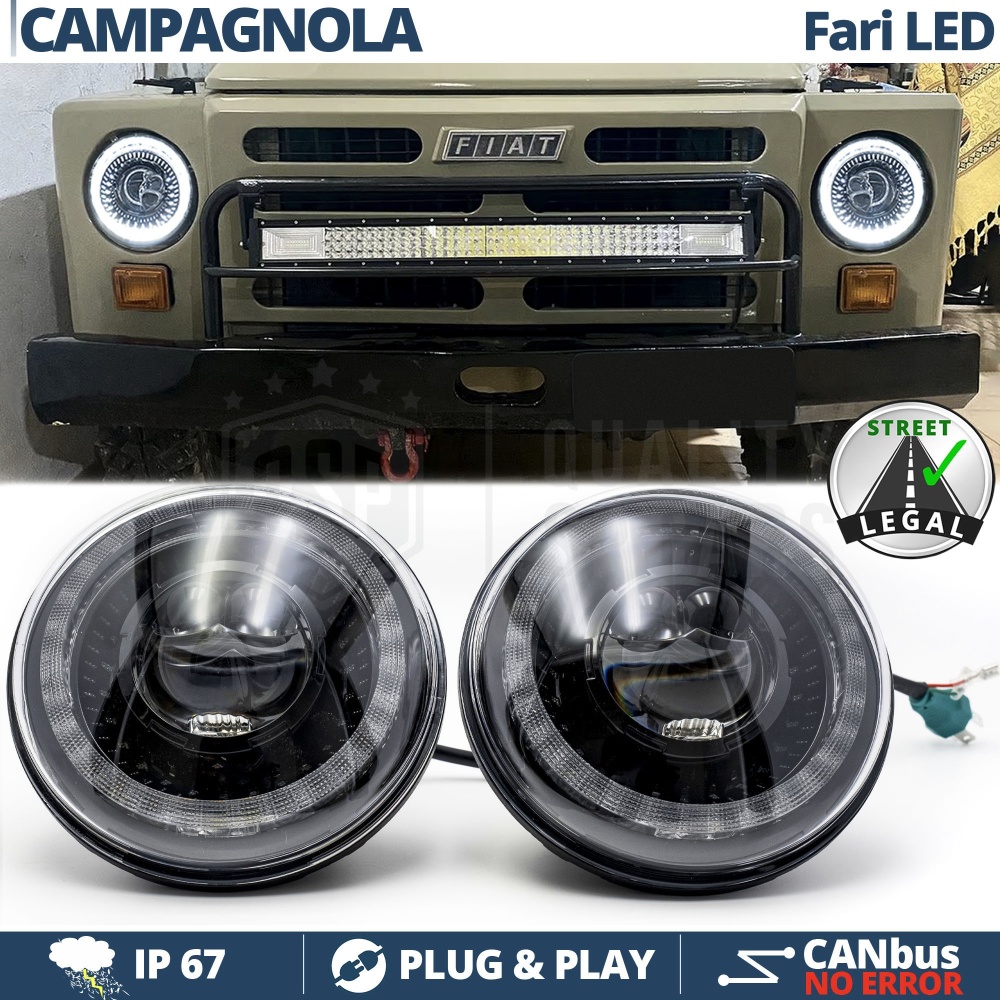 FAROS LED para FIAT CAMPAGNOLA, Luz Blanca 6500K ANILLO Secuencial | APROBADO